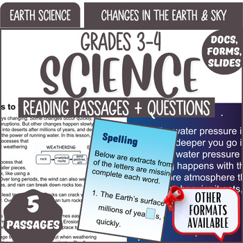 Preview of Earth Science Reading Changes in the Earth and Sky Grade 3-4 Digital Resources