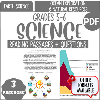 Preview of Earth Science Reading Comprehension Ocean Exploration and Natural Resources