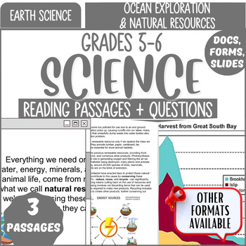 Preview of Earth Science Reading Comprehension Ocean Exploration and Natural Resources