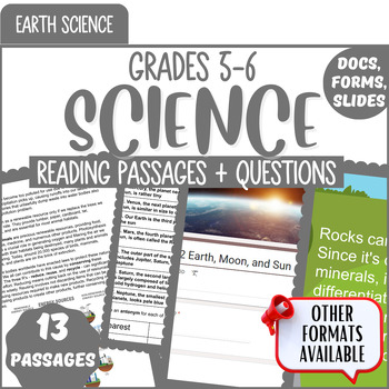 Preview of Earth Science Reading Comprehension Passages and Questions Digital Resources