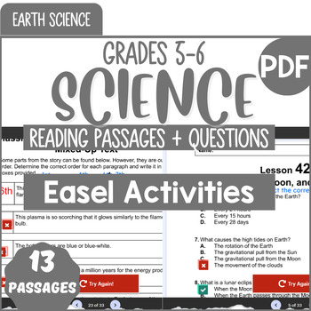 Preview of Earth Science Reading Comprehension Passages and Questions Easel Activity Bundle