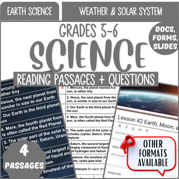 Preview of Earth Science Reading Comprehension Weather and Solar System Digital Resources