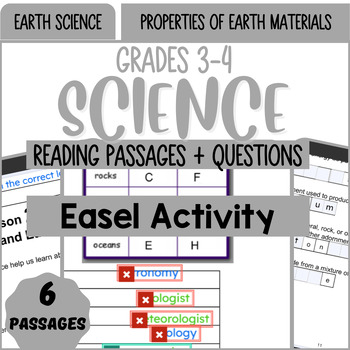 Preview of Earth Science Reading Passages Properties of Earth Materials Easel Activity