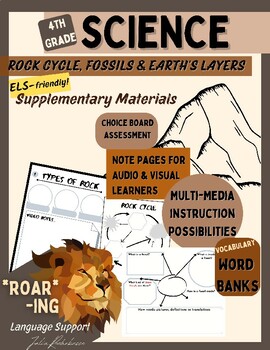 Preview of ELL friendly!! - Earth Science: Rock Cycle, Fossils, & Earth