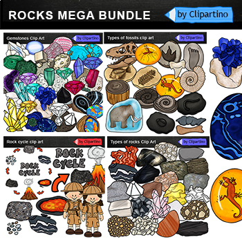 Preview of Earth Science-Rocks & Fossils Clip Art Bundle /Science clipart commercial use