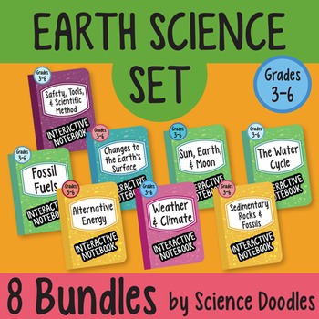 Preview of Earth Science Doodle SET of 8 BUNDLES at 25% OFF! EASY to Use Notes