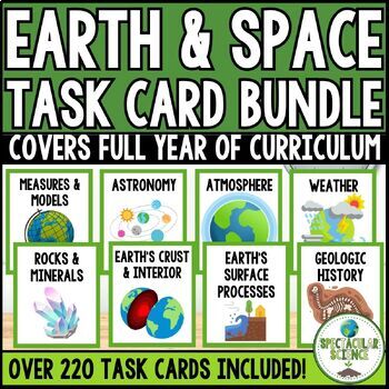 Preview of Earth Science Task Cards | Warm-Ups | Exit Slips Complete Set Bundle