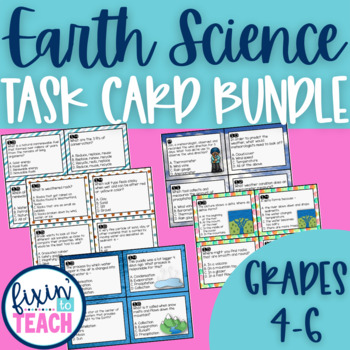 Preview of Earth Science Task Cards for Elementary Science | With Optional QR Code Answers