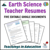Earth Science Teacher Resume (5 Editable Samples)
