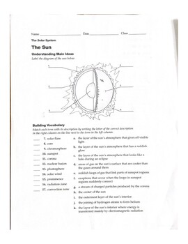 Preview of Earth Science - The Sun - Guided Reading Worksheet
