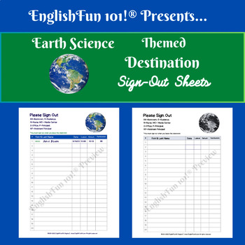 Preview of Earth Science- Themed Destination Sign-out Sheets