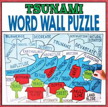 Preview of Earth Science Natural Disasters - Tsunami Word Wall Puzzle