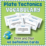 Earth Science Vocabulary - Plate Tectonics Definition Cards