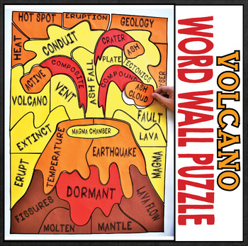 Preview of Earth Science Natural Disasters - Volcano Word Wall Puzzle
