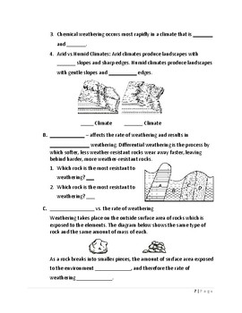 Earth Science - Weathering and Erosion Guided Notes with Key - Whole Unit!