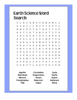 Preview of Earth Science Word Search