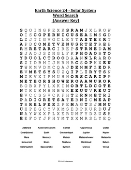 solar system vocabulary word search
