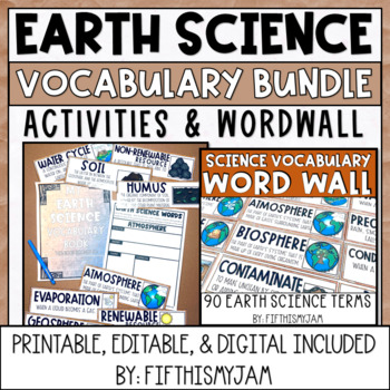 Preview of Earth Science Word Wall and Vocabulary Activities | Digital Included