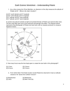 middle school earth science worksheet understanding polaris tpt
