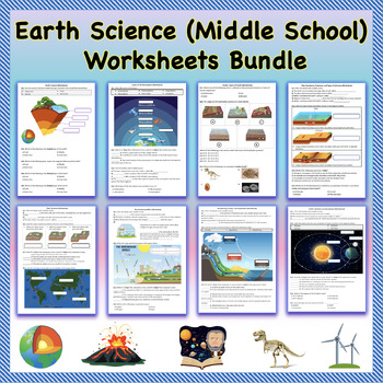 Preview of Earth Science (Middle School) - Worksheets Bundle, Printable & Distance Learning