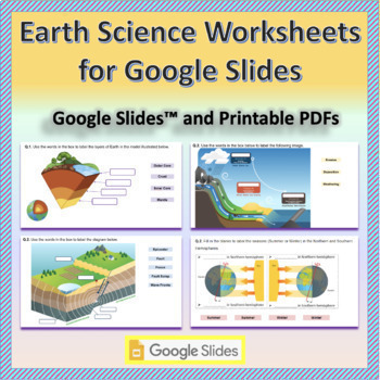 Preview of Earth Science Worksheets - Google Slides™ and Printable PDFs