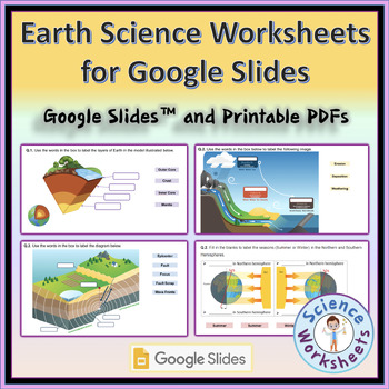 Preview of Earth Science Worksheets - Google Slides™ and Printable PDFs