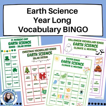 Preview of Earth Science Year Long Vocabulary BINGO Games BUNDLE-Middle and High School