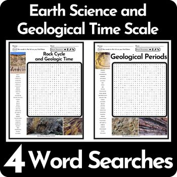 Preview of Earth Science and Geological Time Scale Word Search Puzzle BUNDLE