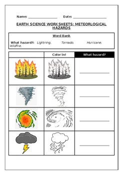 Preview of Earth Science worksheet: Meterological Hazards