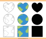 Earth Shape Clipart Earth Day 2D World Map Outlines Black 