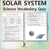 Earth Space / Solar System Science Vocabulary Quiz - Edita