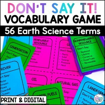 Preview of Earth & Space Science Vocabulary Game | Erosion, Sedimentary Rock, Water Cycle