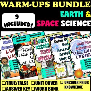 Preview of Earth Space Science Warm-Up Activity Year Bundle