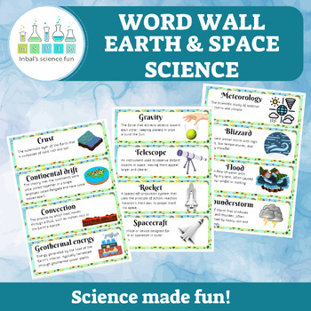 Earth & Space Science word wall (focus wall) by Inbal's science fun