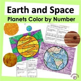 Earth & Space Solar System Planets Color by Number Activit