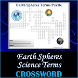 Earth Spheres Science Crossword Puzzle Activity Worksheet