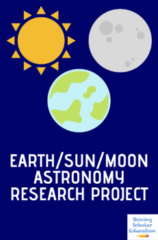 Preview of Earth Sun Moon Astronomy Research Project W/ All Forms and Score Sheet