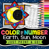 Earth, Sun, Moon System - Color by Number