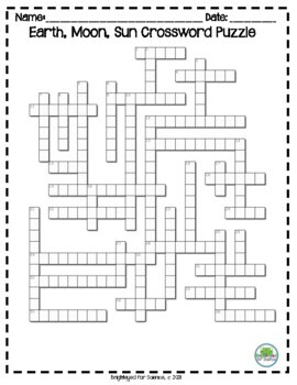 Earth Sun Moon System Crossword Puzzle by Brighteyed for Science