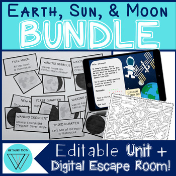 Preview of Earth Sun and Moon Systems Activities: MS-ESS1-1 Unit + Escape Room + Review