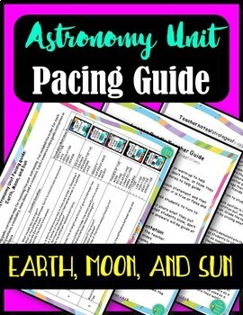 Preview of Space Earth Sun and Moon Astronomy Science Unit Pacing Guide Curriculum Map