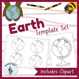 Earth Template Set: Simple Black and White Outline Images 