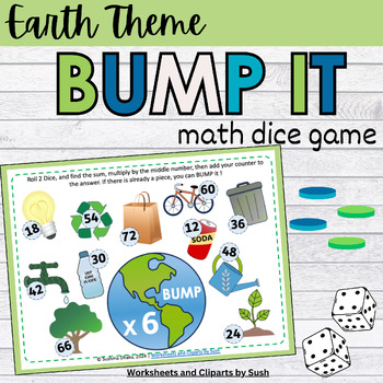 Preview of Earth Theme Multiplication Bump Math Games | April Activities