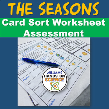 Preview of Earth Tilt Sun Patterns Seasons Card Sort Worksheet Assessment NGSS MS-ESS1-1