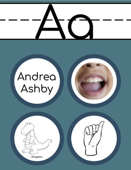 Preview of Earth Toned Alphabet Poster ASL Mouth Animal Name Personalized Sign Language