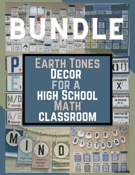 Preview of Earth Toned - High School Math Themed - Printable Classroom Decor