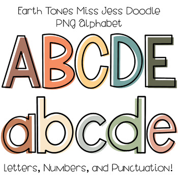 Preview of Earth Tones Colorful Alphabet Set | Alpha pack PNG Font | Bulletin Board Letters