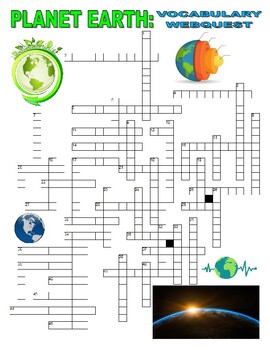Preview of EARTH Vocabulary Puzzle Webquest (Internet / Earth Day / Space / No Prep / Sub)