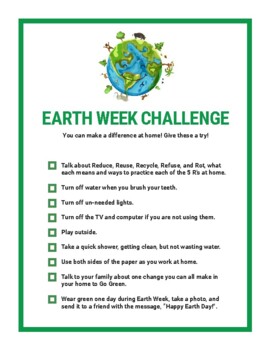 Preview of Earth Week Checklist