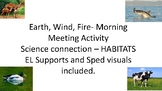 Earth, Wind, Fire Morning Meeting activity - SCIENCE Habitats